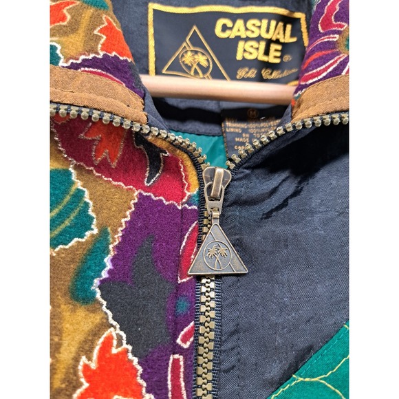 Vtg Windbreaker Womens Medium Abstract Colorful Track Jacket 80s 90s Parachute - Picture 3 of 10